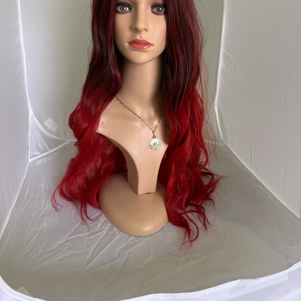 Red Ombre Wavy Wig/ Mermaid Wig/Drag Wig - Picture 4 of 5
